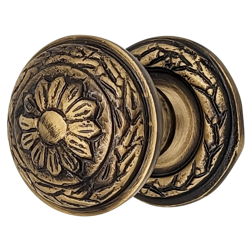 COPPER MOUNTAIN HARDWARE Ornate Floral Round Solid Brass Cabinet & Furniture Knob