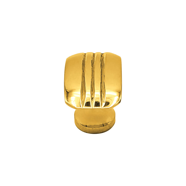 Brass Art Deco Style Rectangular Art Deco Style Lined Knob for Cabinets & Furniture