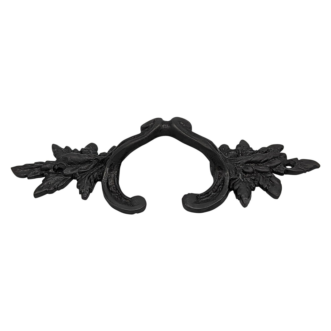 6 Inch (4 3/8 Inch C-C) Solid Brass Ornate French Leaves Pull COPPER MOUNTAIN HARDWARE