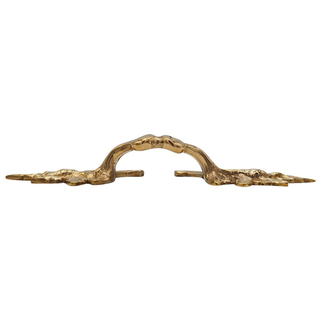 6 Inch (4 3/8 Inch C-C) Solid Brass Ornate French Leaves Pull COPPER MOUNTAIN HARDWARE