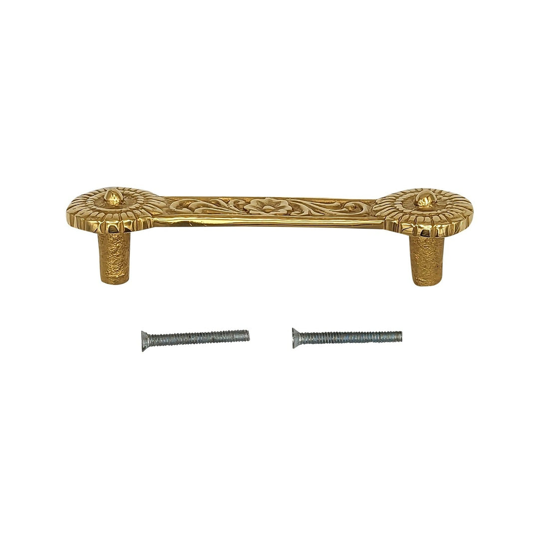 4 1/4 Inch Overall (3 3/8 Inch c-c) Solid Brass Unique Circle Pull Handle COPPER MOUNTAIN HARDWARE