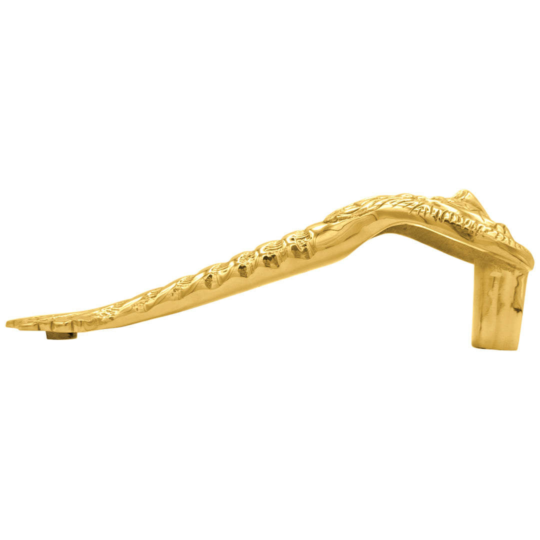 10 Inch Ornate Lion's Head Door Pull (Polished Brass Finish)