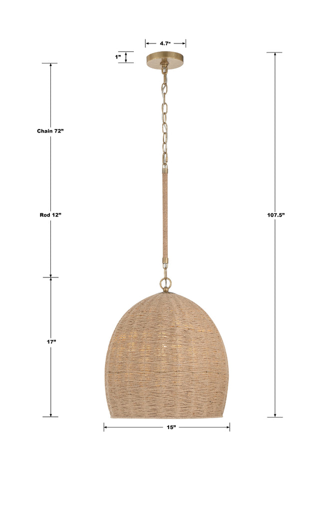 Crystorama Crystorama Jace 1 Light Soft Gold Pendant