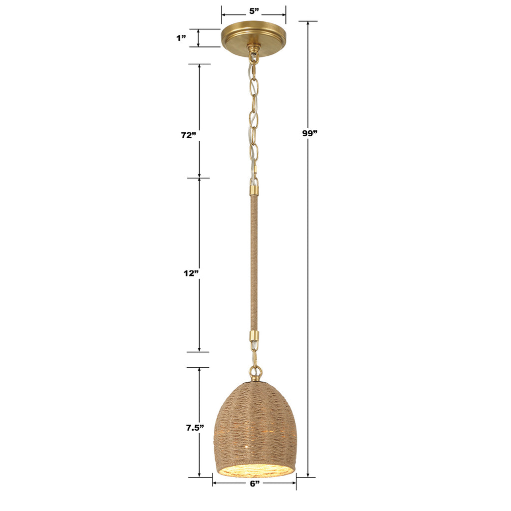 Crystorama Crystorama Jace 1 Light Soft Gold Mini Pendant