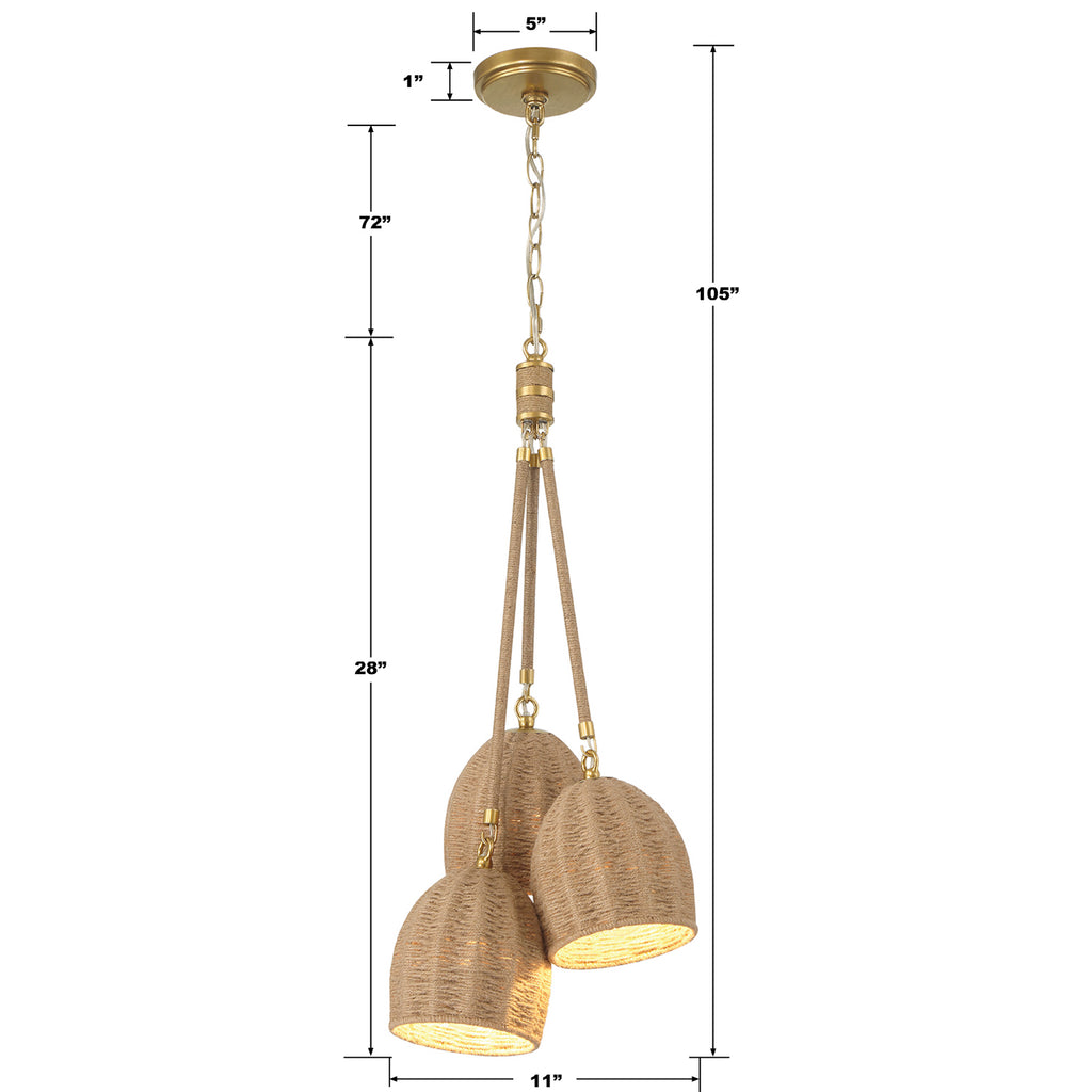 Crystorama Crystorama Jace 3 Light Soft Gold Pendant