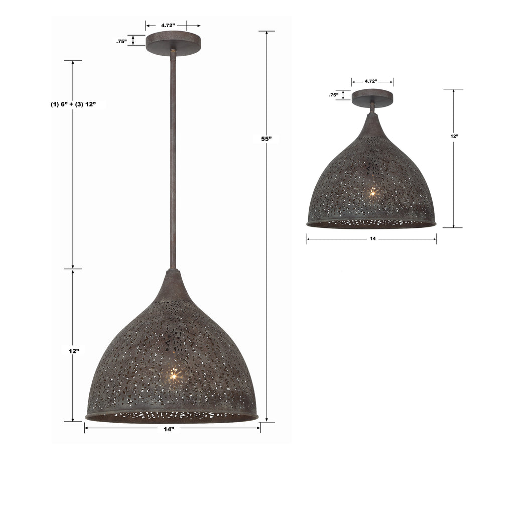 Crystorama Crystorama Jasmine 1 Light Forged Bronze Pendant