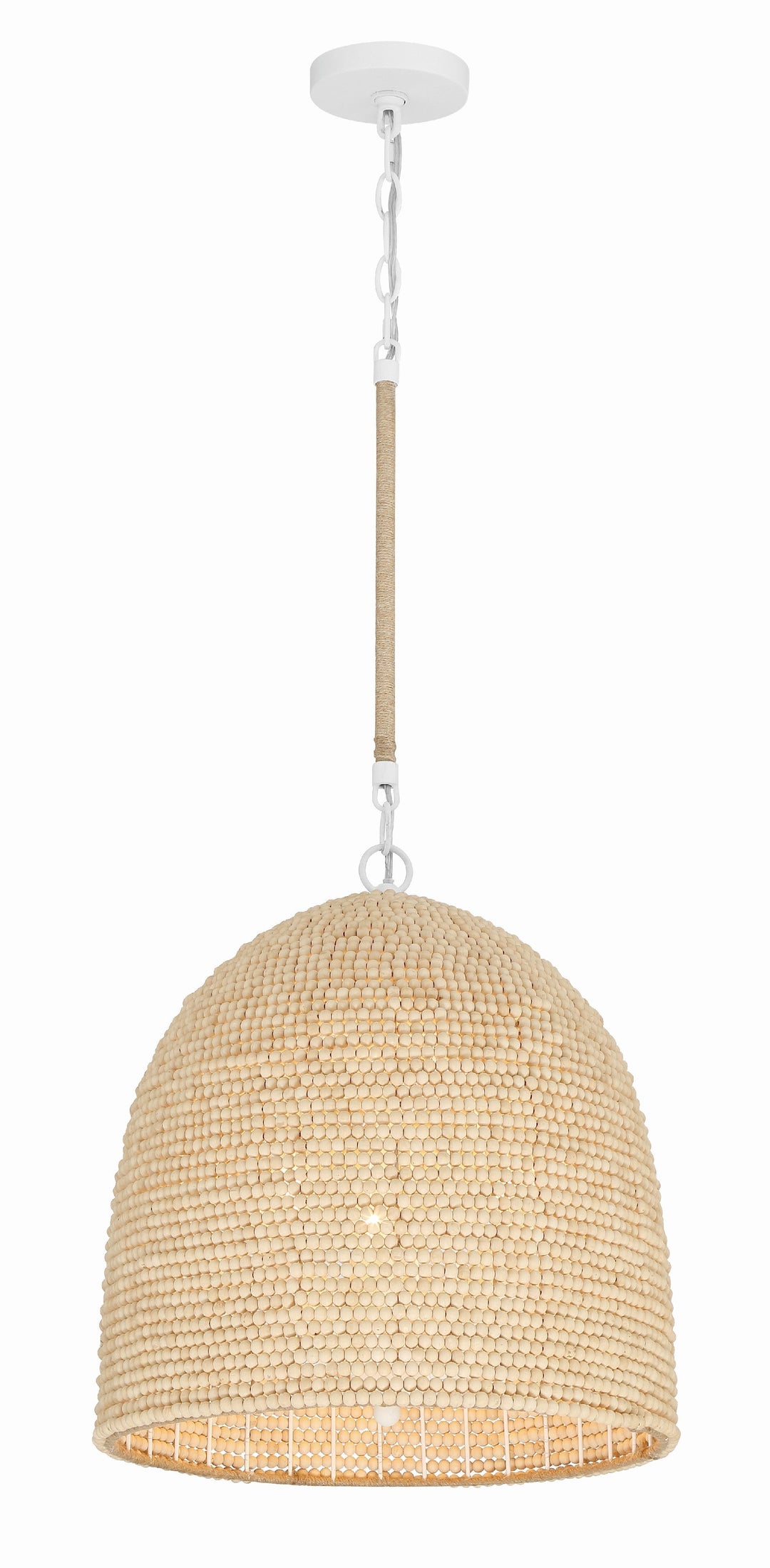 Crystorama Crystorama Jasper 3 Light Matte White + Natural Wood Pendant