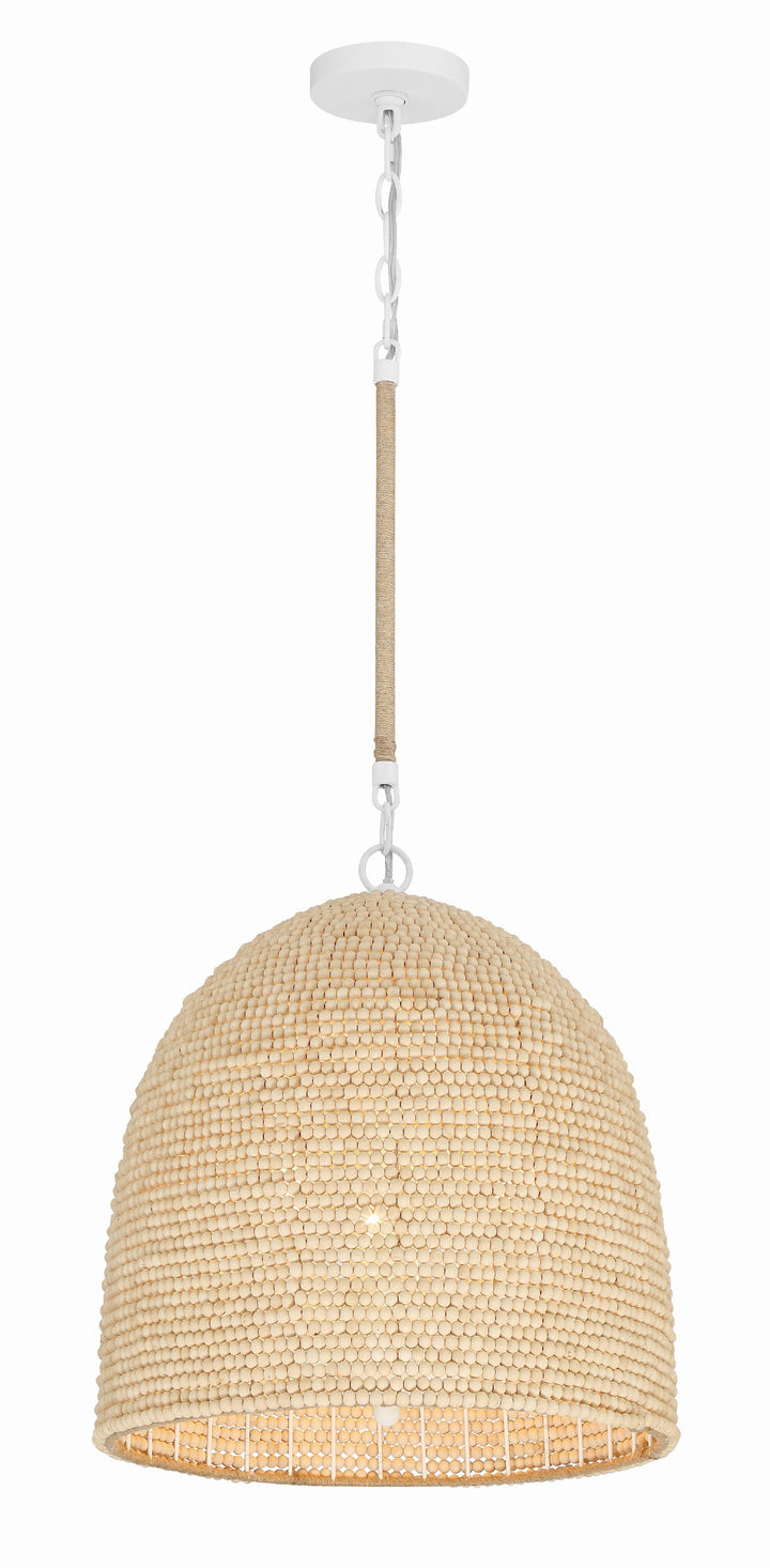 Crystorama Crystorama Jasper 3 Light Matte White + Natural Wood Pendant