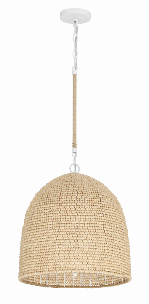 Crystorama Crystorama Jasper 3 Light Matte White + Natural Wood Pendant