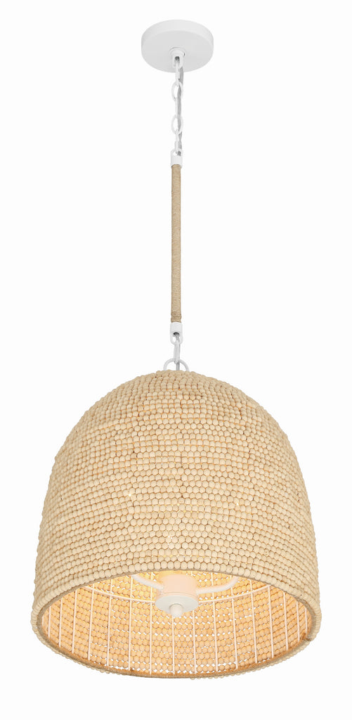 Crystorama Crystorama Jasper 3 Light Matte White + Natural Wood Pendant