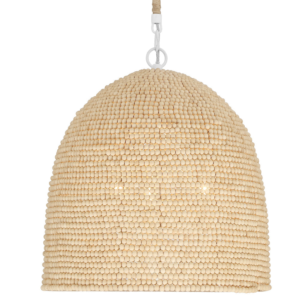 Crystorama Crystorama Jasper 3 Light Matte White + Natural Wood Pendant