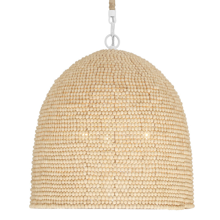 Crystorama Crystorama Jasper 3 Light Matte White + Natural Wood Pendant