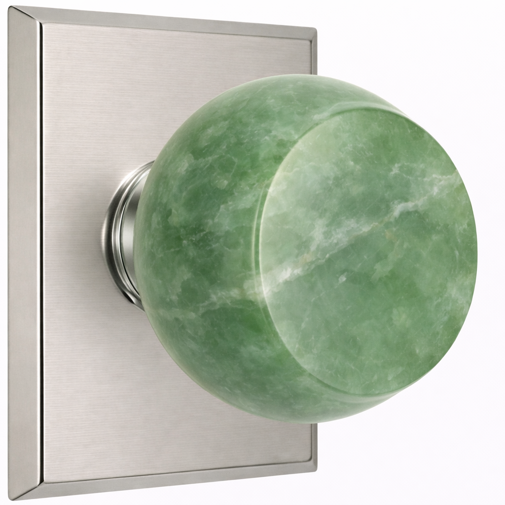 Magnifique® Rectangular Door Set with Green Jade Knobs (Several Finishes Available)
