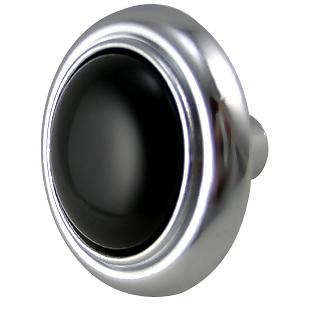 1 1/4 Inch Chrome & Black Ceramic Round Button Cabinet & Furniture Knob COPPER MOUNTAIN HARDWARE