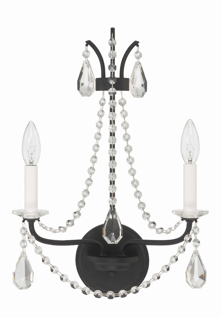 Crystorama Crystorama Karrington 2 Light Matte Black Sconce