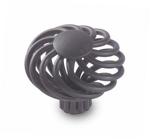 COPPER MOUNTAIN HARDWARE Flat Scroll Black Finish Metal Cabinet and Furniture Knob