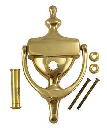 6 1/2 Inch (6 1/4 Inch c-c) Solid Brass Traditional Door Knocker (Polished Brass Finish) COPPER MOUNTAIN HARDWARE