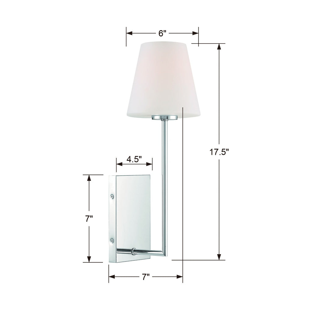 Crystorama Crystorama Lena 1 Light Polished Chrome Sconce