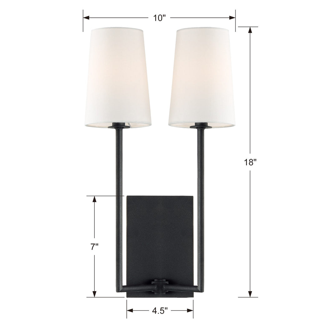 Crystorama Crystorama Lena 2 Light Black Forged Sconce
