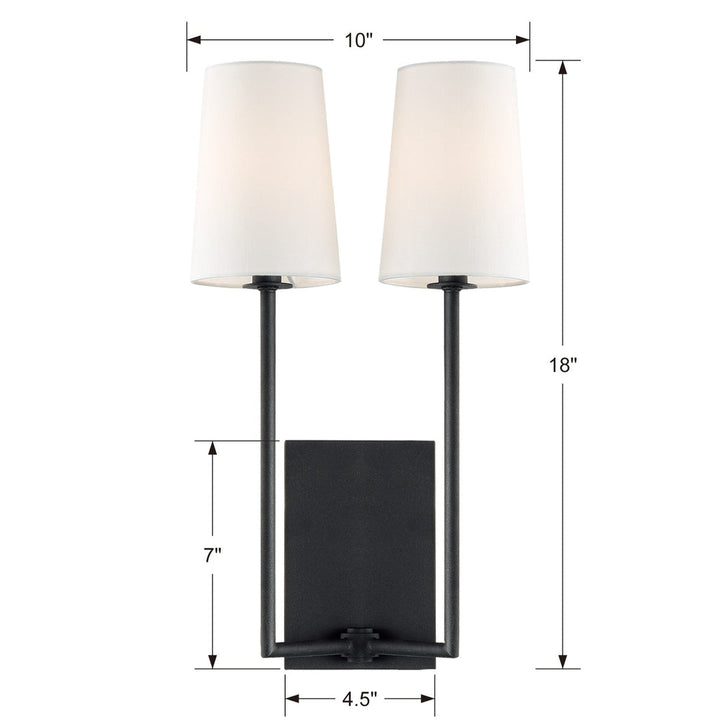 Crystorama Crystorama Lena 2 Light Black Forged Sconce