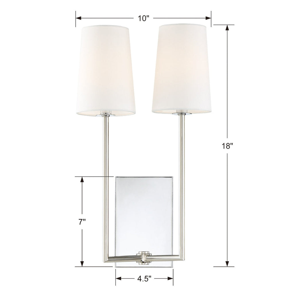 Crystorama Crystorama Lena 2 Light Polished Chrome Sconce