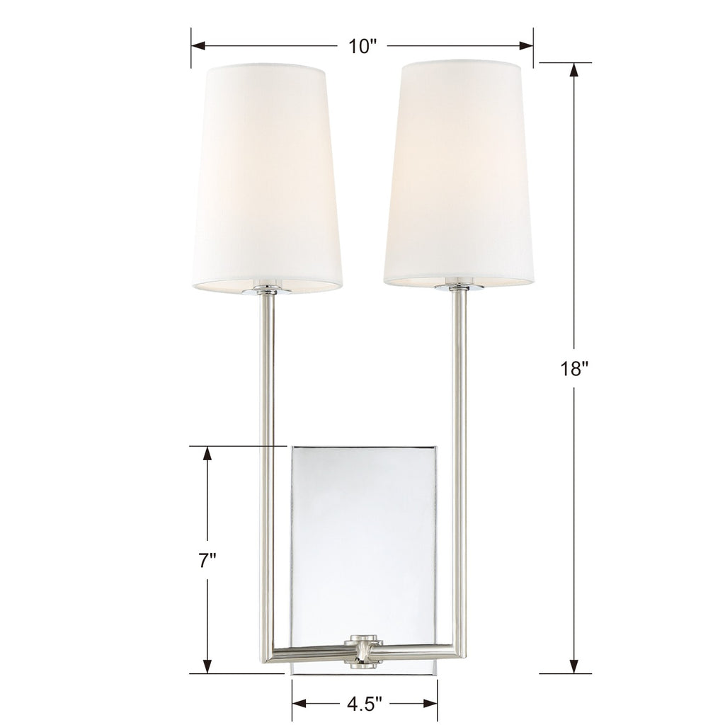 Crystorama Crystorama Lena 2 Light Polished Chrome Sconce