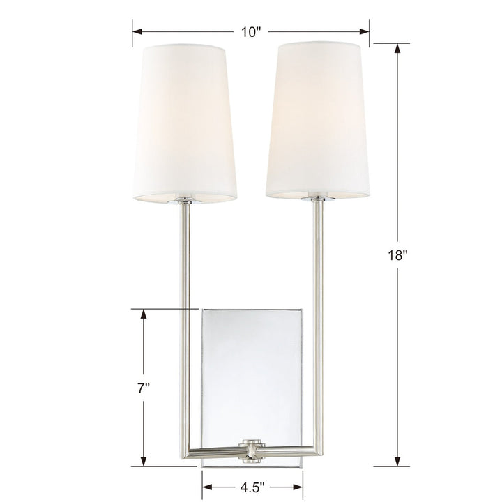 Crystorama Crystorama Lena 2 Light Polished Chrome Sconce