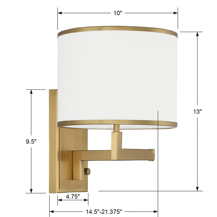 Crystorama Crystorama Madison 1 Light Aged Brass Task Sconce