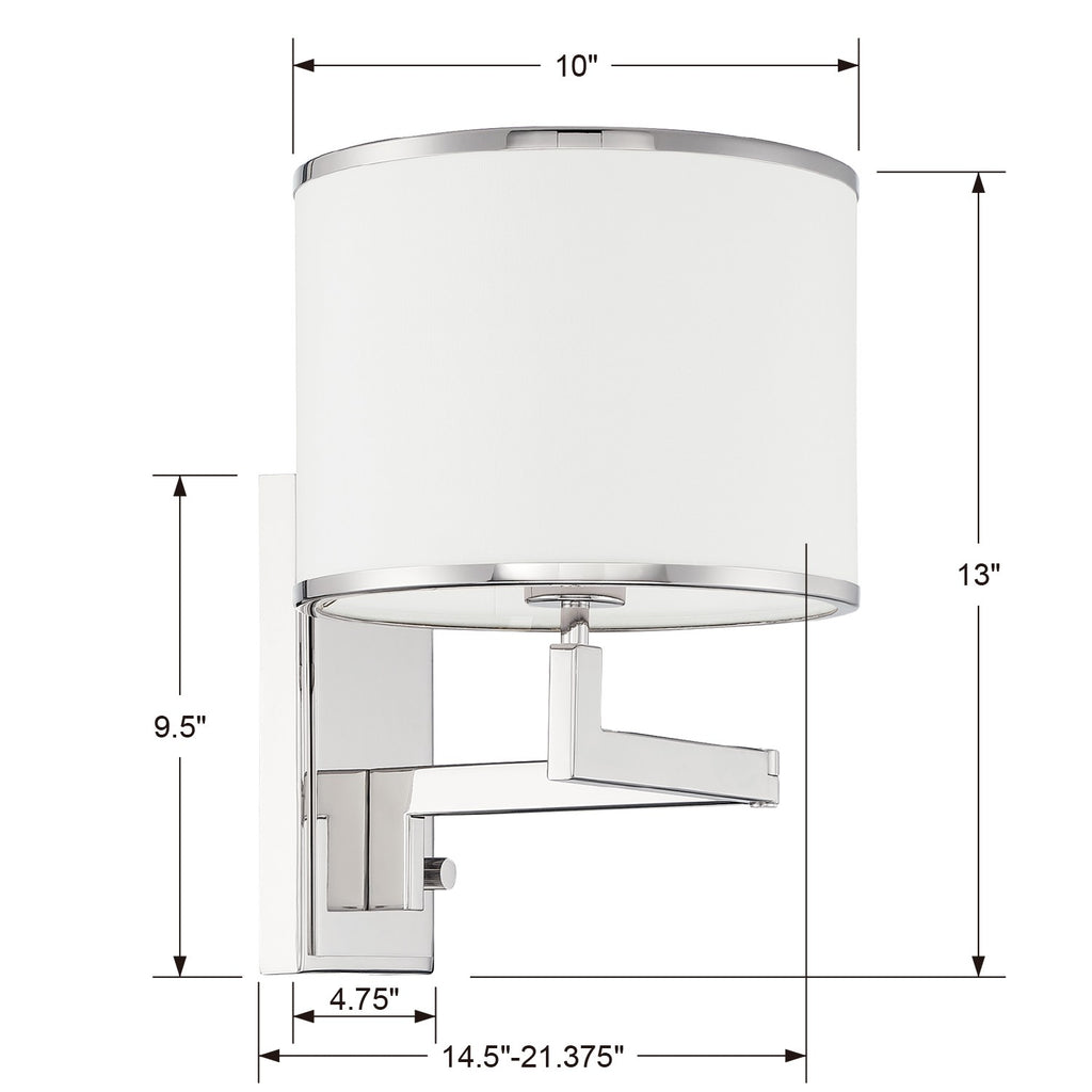 Crystorama Crystorama Madison 1 Light Polished Nickel Task Sconce
