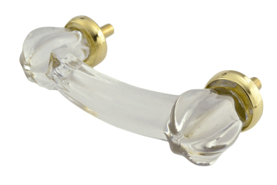 4 Inch Overall (3 Inch c-c) Crystal Clear Glass Bridge Handle COPPER MOUNTAIN HARDWARE