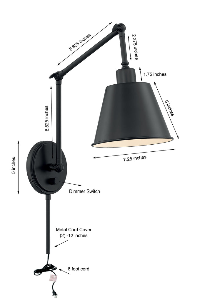 Crystorama Crystorama Mitchell 1 Light Matte Black Task Sconce