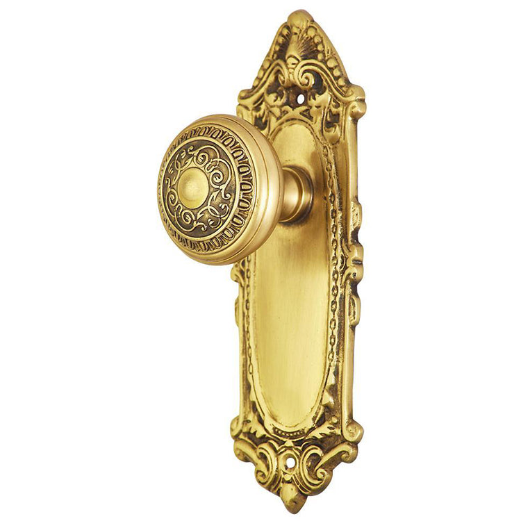 Ornate Victorian Long Backplate Door Set with Egg & Dart Door Knobs (Several Finishes Available) COPPER MOUNTAIN HARDWARE