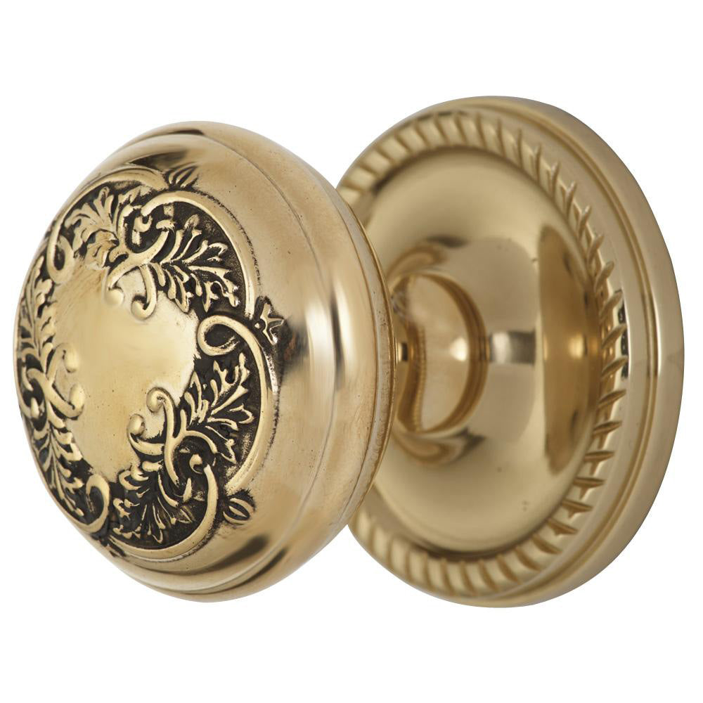 Georgian Roped Rosette Door Set with Floral Leaf Door Knobs (Several Finishes Available) COPPER MOUNTAIN HARDWARE