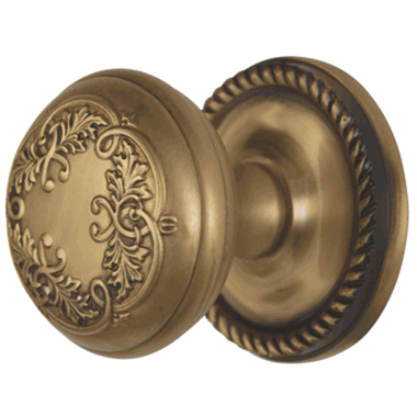 Georgian Roped Rosette Door Set with Floral Leaf Door Knobs (Several Finishes Available) COPPER MOUNTAIN HARDWARE