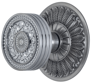 Feather Rosette Door Set with Rice Pattern Door Knobs (Several Finishes Available) COPPER MOUNTAIN HARDWARE