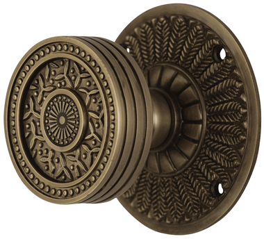 Feather Rosette Door Set with Rice Pattern Door Knobs (Several Finishes Available) COPPER MOUNTAIN HARDWARE