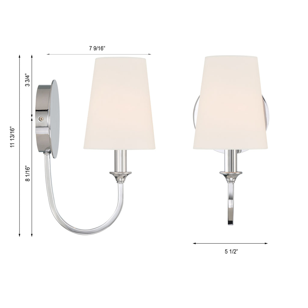 Crystorama Crystorama Payton 1 Light Polished Chrome Sconce