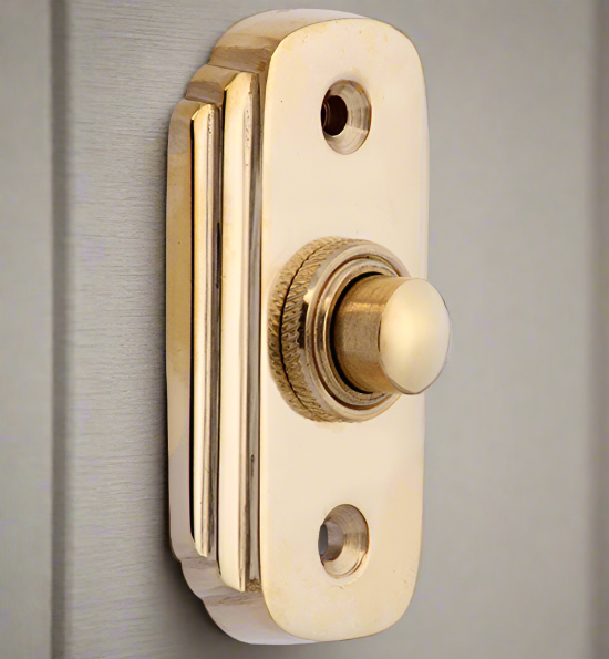 2 1/2 Inch Solid Brass Art Deco Doorbell Button COPPER MOUNTAIN HARDWARE