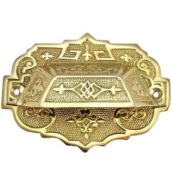 COPPER MOUNTAIN HARDWARE 4 3/8 Inch Overall Solid Brass Eastlake Cup & Bin Pull With Backplate