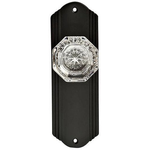 Art Deco Long Backplate Door Set with Octagon Crystal Door Knobs (Several Finishes Available) COPPER MOUNTAIN HARDWARE