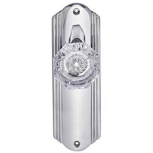 Art Deco Long Backplate Door Set with Octagon Crystal Door Knobs (Several Finishes Available) COPPER MOUNTAIN HARDWARE