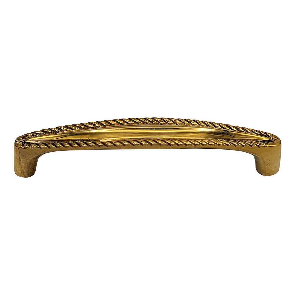 4 Inch Overall (3 3/4 Inch c-c) Solid Brass Georgian Roped Style Pull COPPER MOUNTAIN HARDWARE