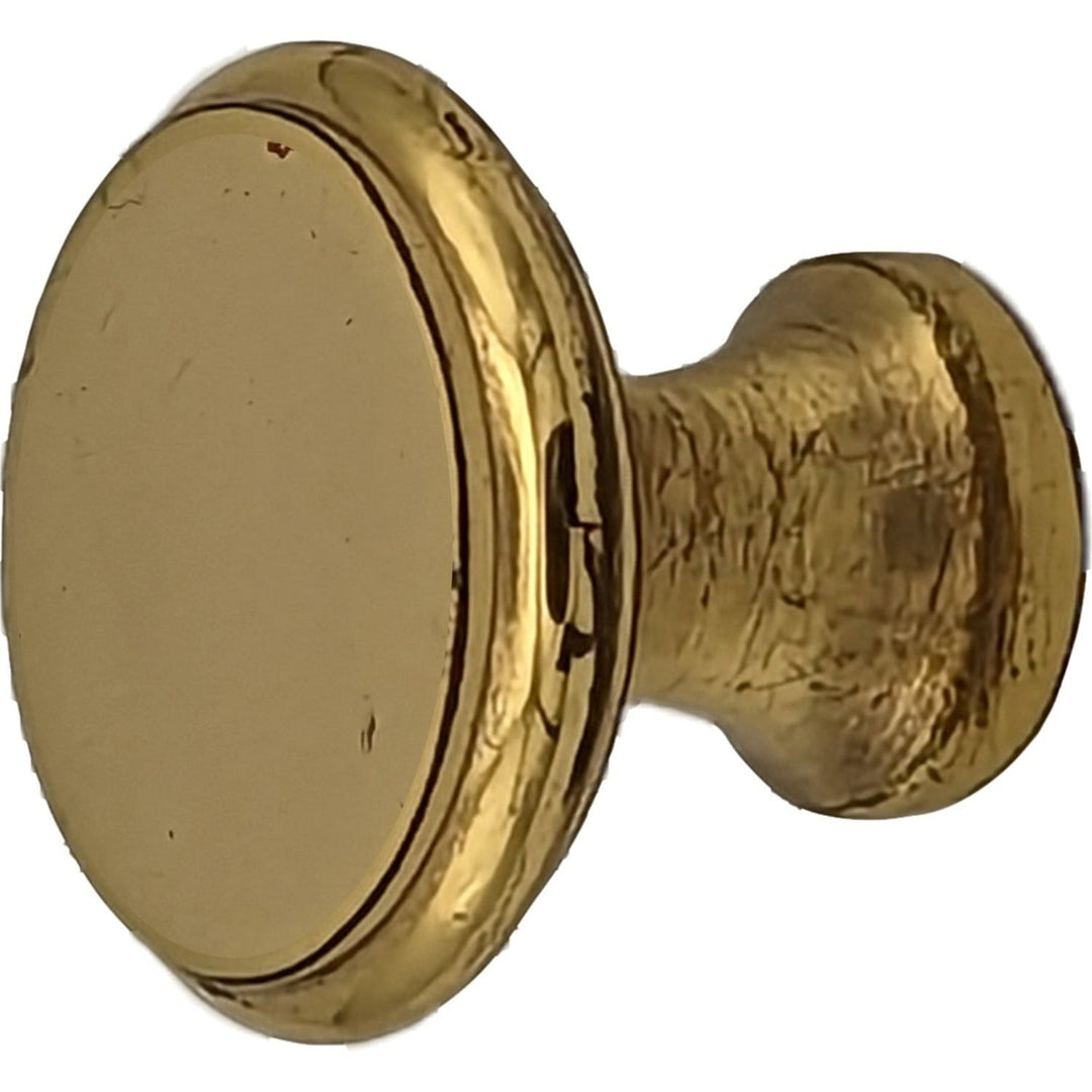 COPPER MOUNTAIN HARDWARE Traditional Brass Flat Top Round Cabinet & Furniture Knob
