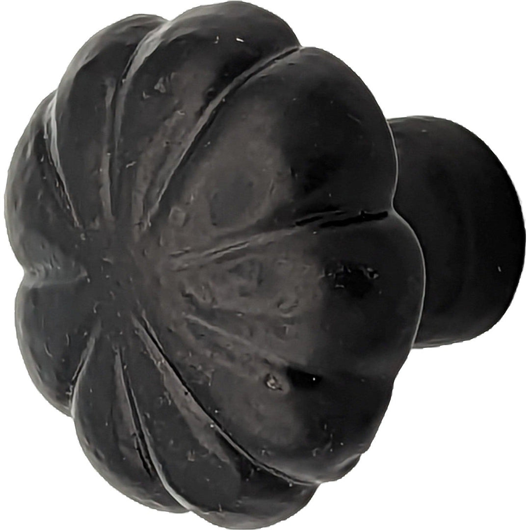 1 1/2 Inch Solid Iron Scalloped Cabinet Knob (Matte Black Finish) COPPER MOUNTAIN HARDWARE