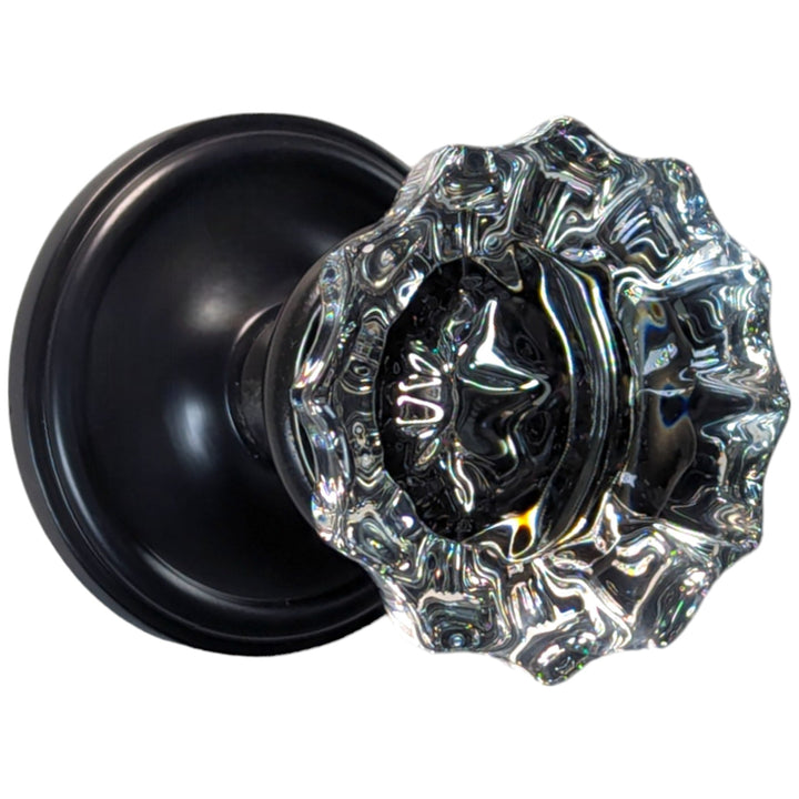 Traditional Rosette Door Set with Fluted Crystal Door Knobs (Several Finishes Available) COPPER MOUNTAIN HARDWARE