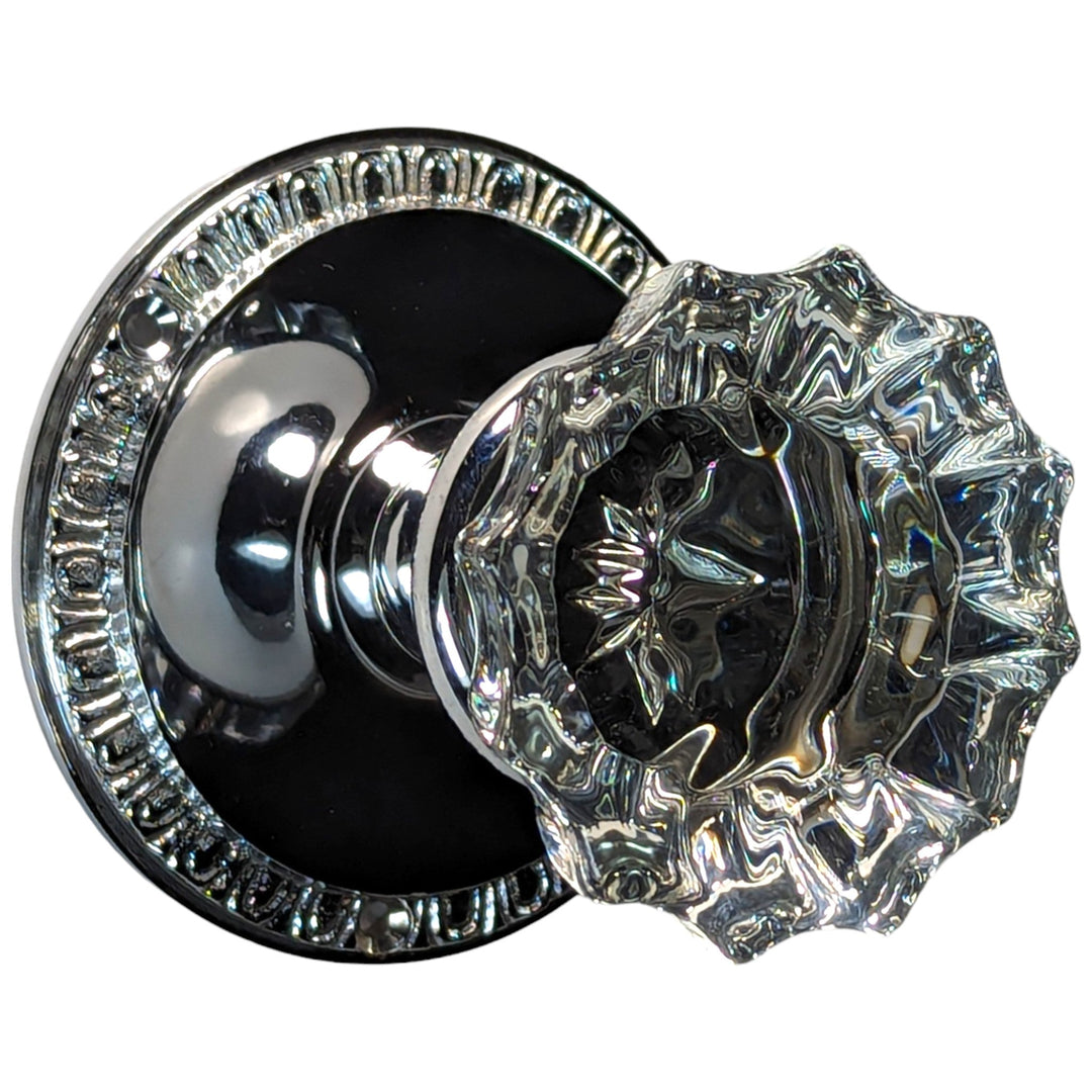 Glass Fluted Doorknob Set with Egg & Dart Rosette (Several Finishes Available) COPPER MOUNTAIN HARDWARE