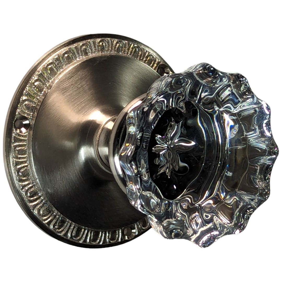 Glass Fluted Doorknob Set with Egg & Dart Rosette (Several Finishes Available) COPPER MOUNTAIN HARDWARE