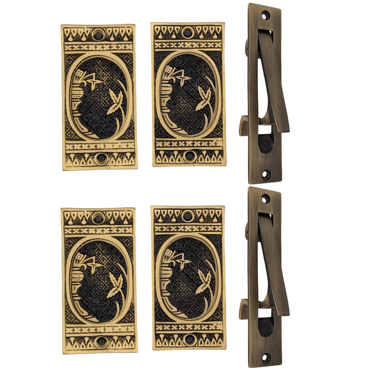 COPPER MOUNTAIN HARDWARE Broken Leaf Pattern Pocket Door Set in Several Finishes