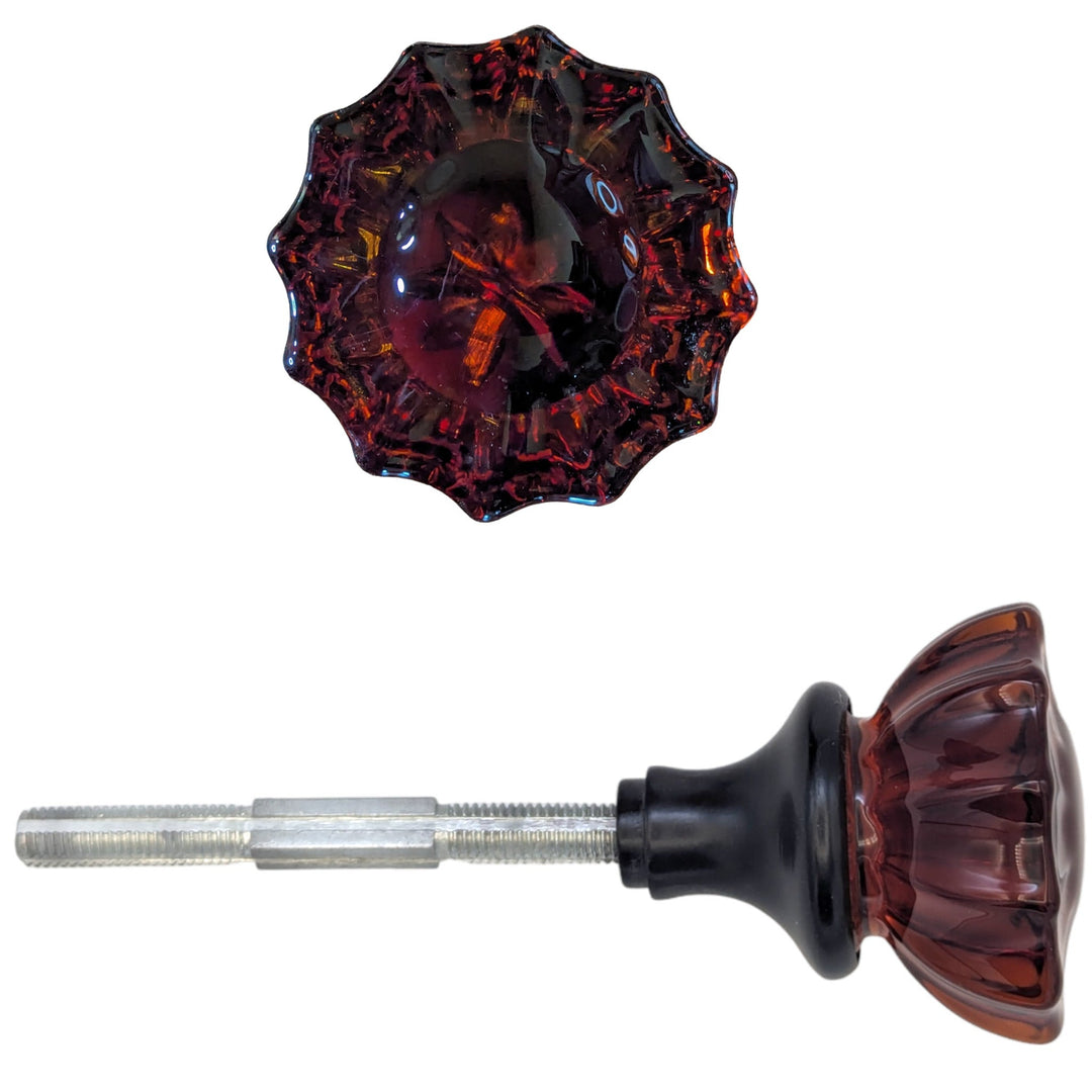 Amber Fluted Crystal Spare Door Knob Set (Several Finishes Available) COPPER MOUNTAIN HARDWARE