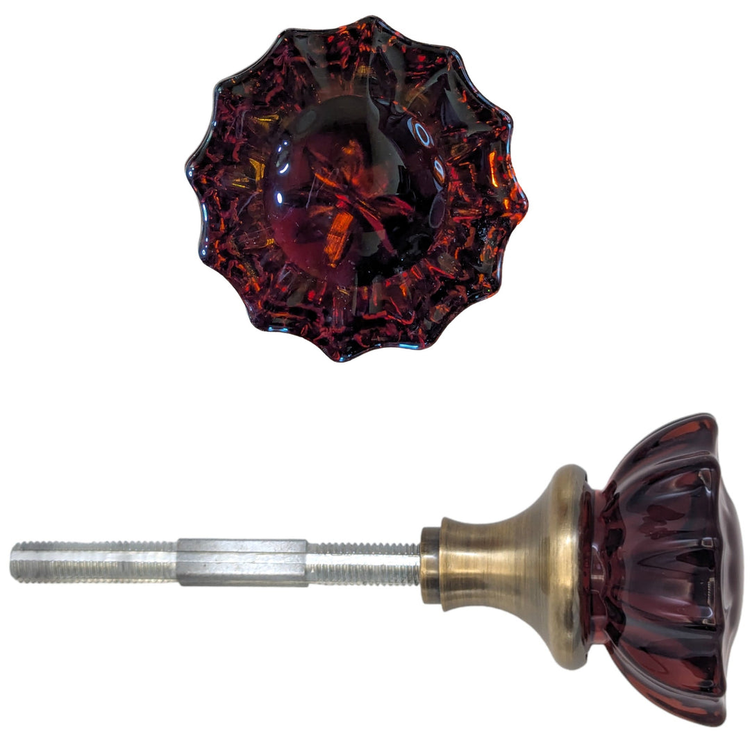 Amber Fluted Crystal Spare Door Knob Set (Several Finishes Available) COPPER MOUNTAIN HARDWARE